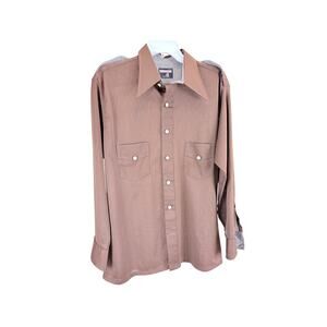 Vintage Men's Knit Long Sleeve Brown Button Up - Bonds B Shirt